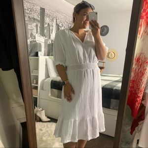 Joie V Neck Puff Sleeve Midi Dress / medium, XL